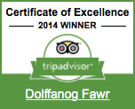 Tripadvisor Dolffanog Fawr Certificate of Excellence Winner